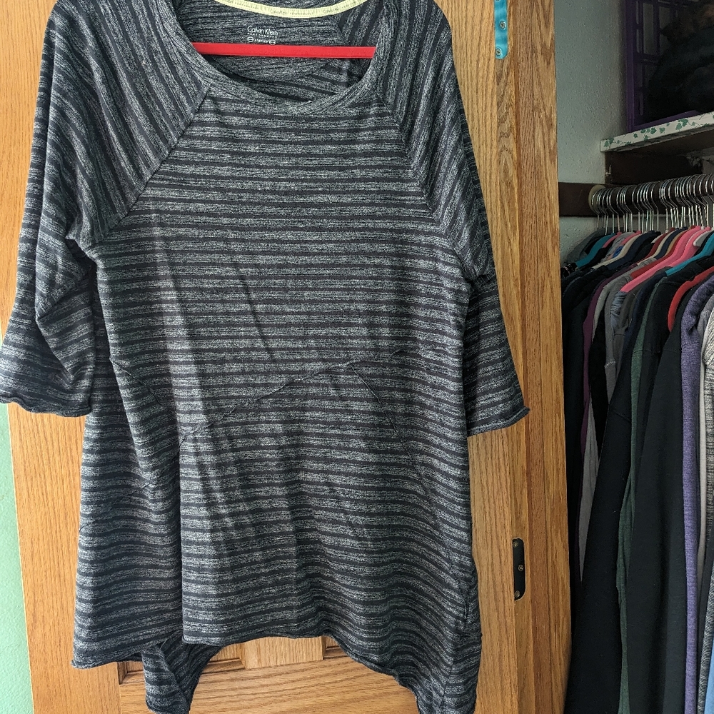 Calvin Klein black and gray striped top size 1X